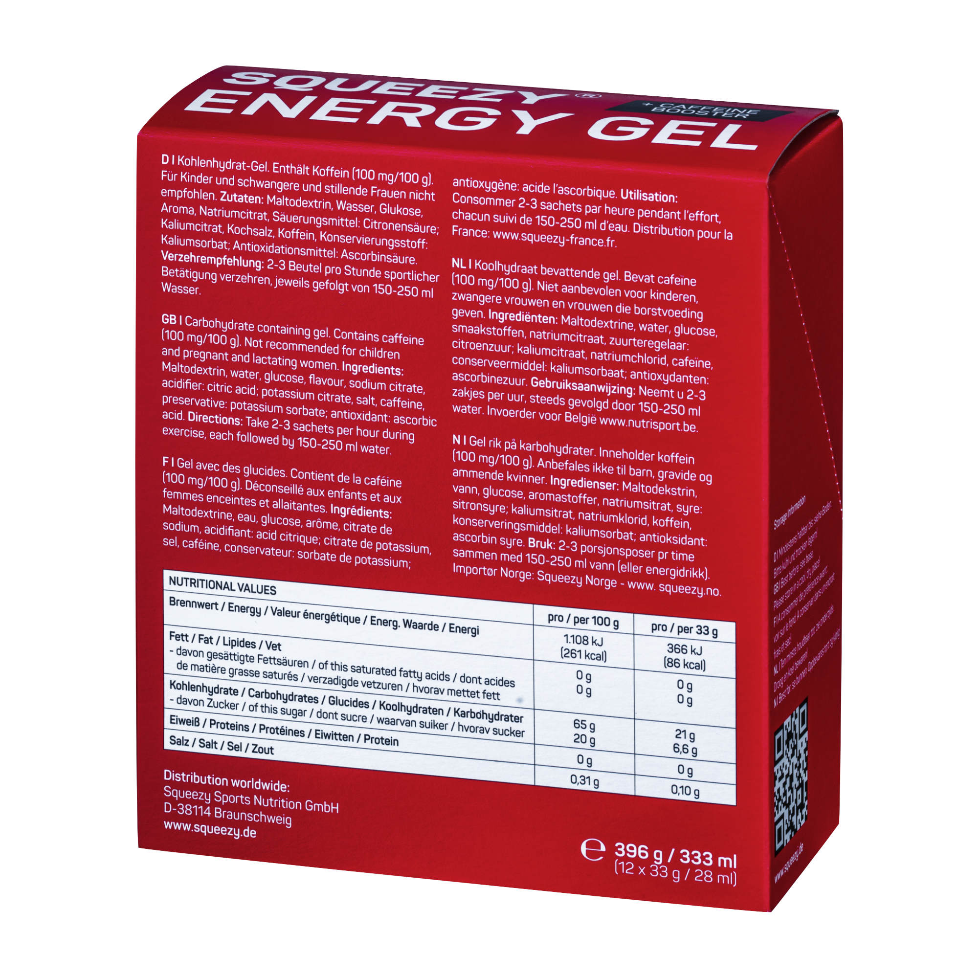 Squeezy Energy Gel vegan Box (12 x 30/33 g)