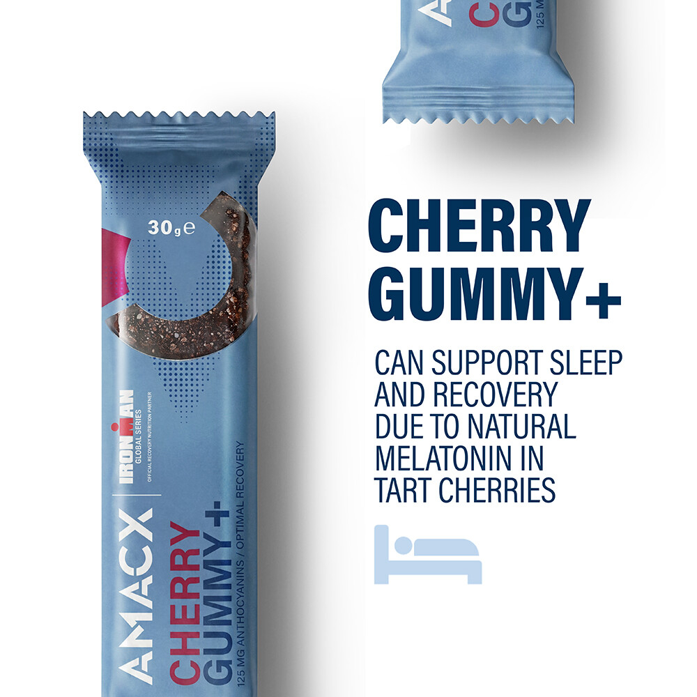 AMACX Cherry Gummy+ Energieriegel Box 12 x 30 g