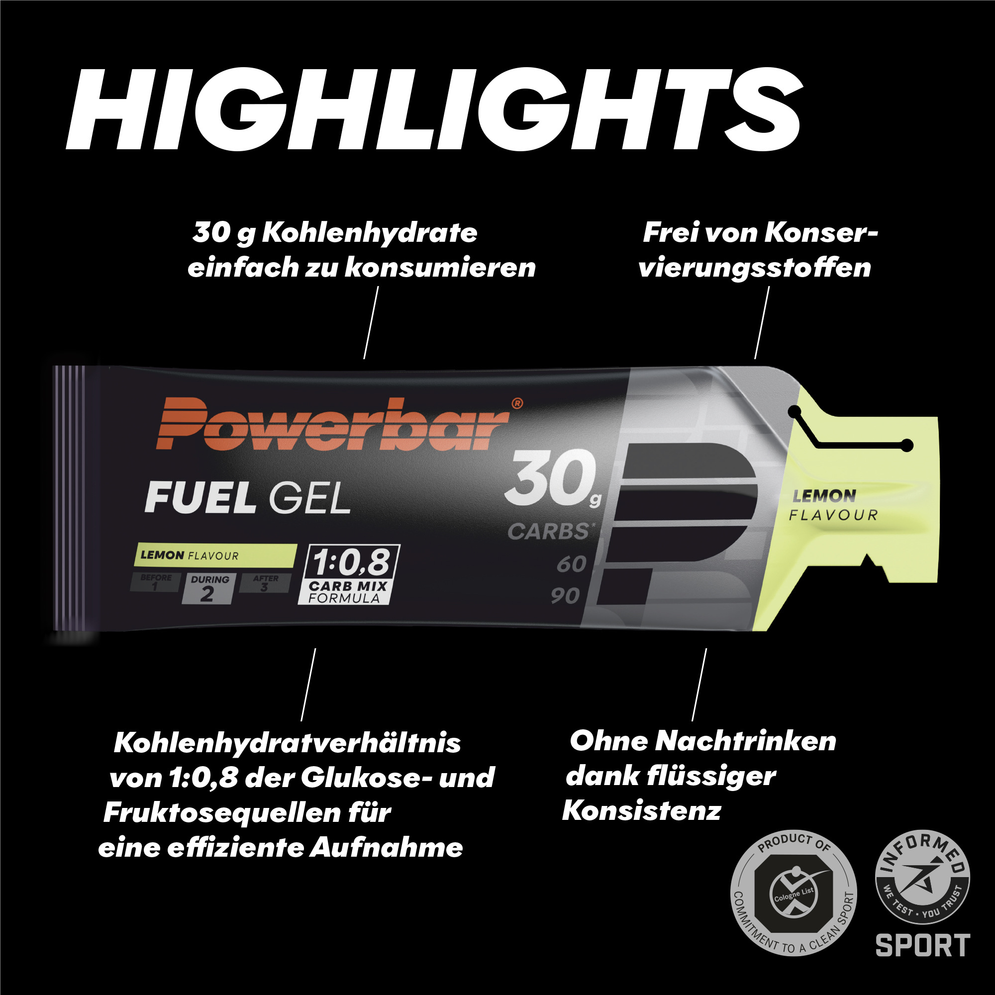 Powerbar Black Line Fuel Gel 30 Energy-Gel 3er-Set (3x50 ml)
