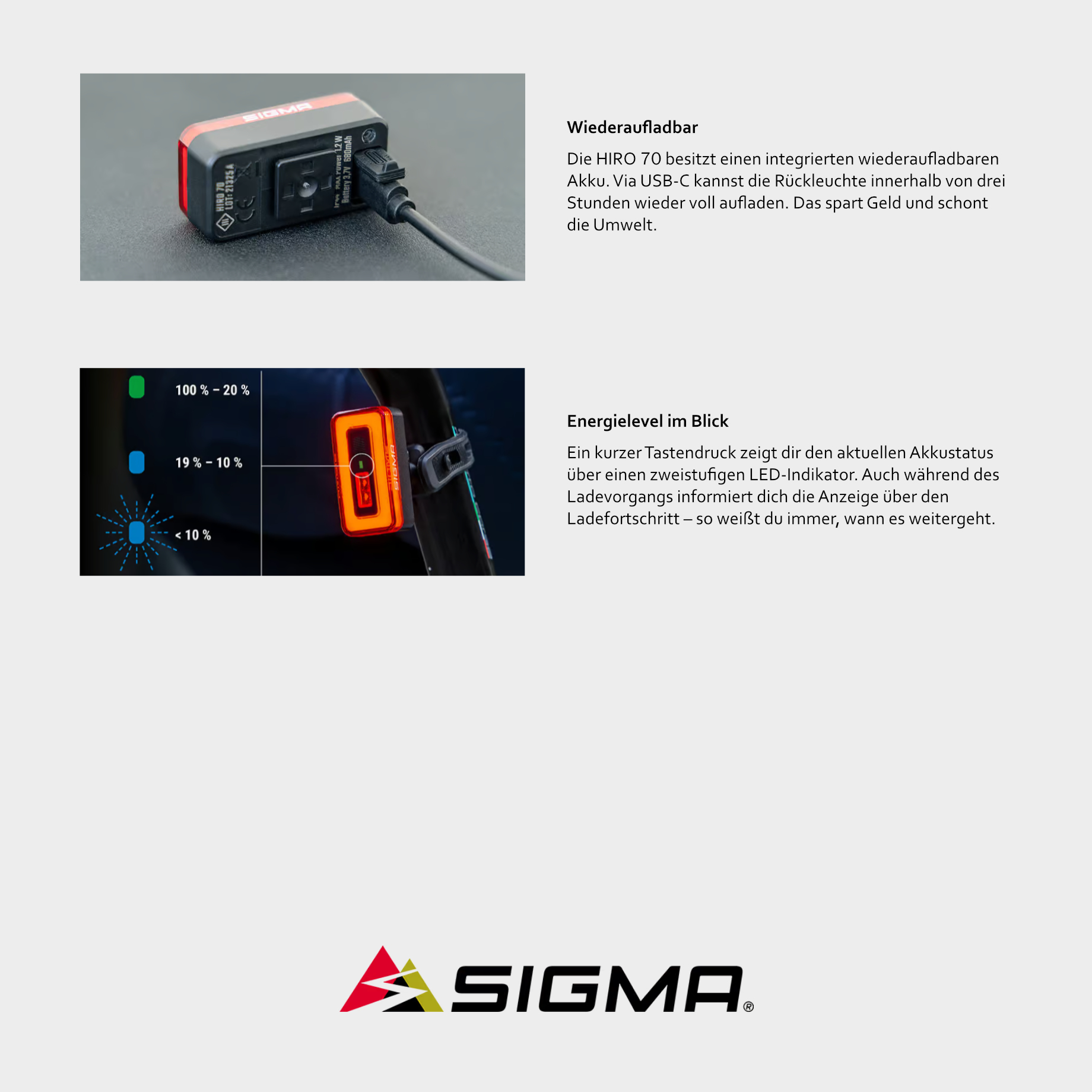 Sigma Hiro 70 Fahrrad Rücklicht