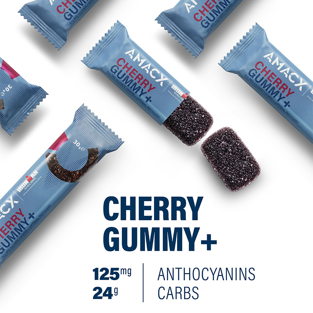 AMACX Cherry Gummy+ Energieriegel Box 12 x 30 g