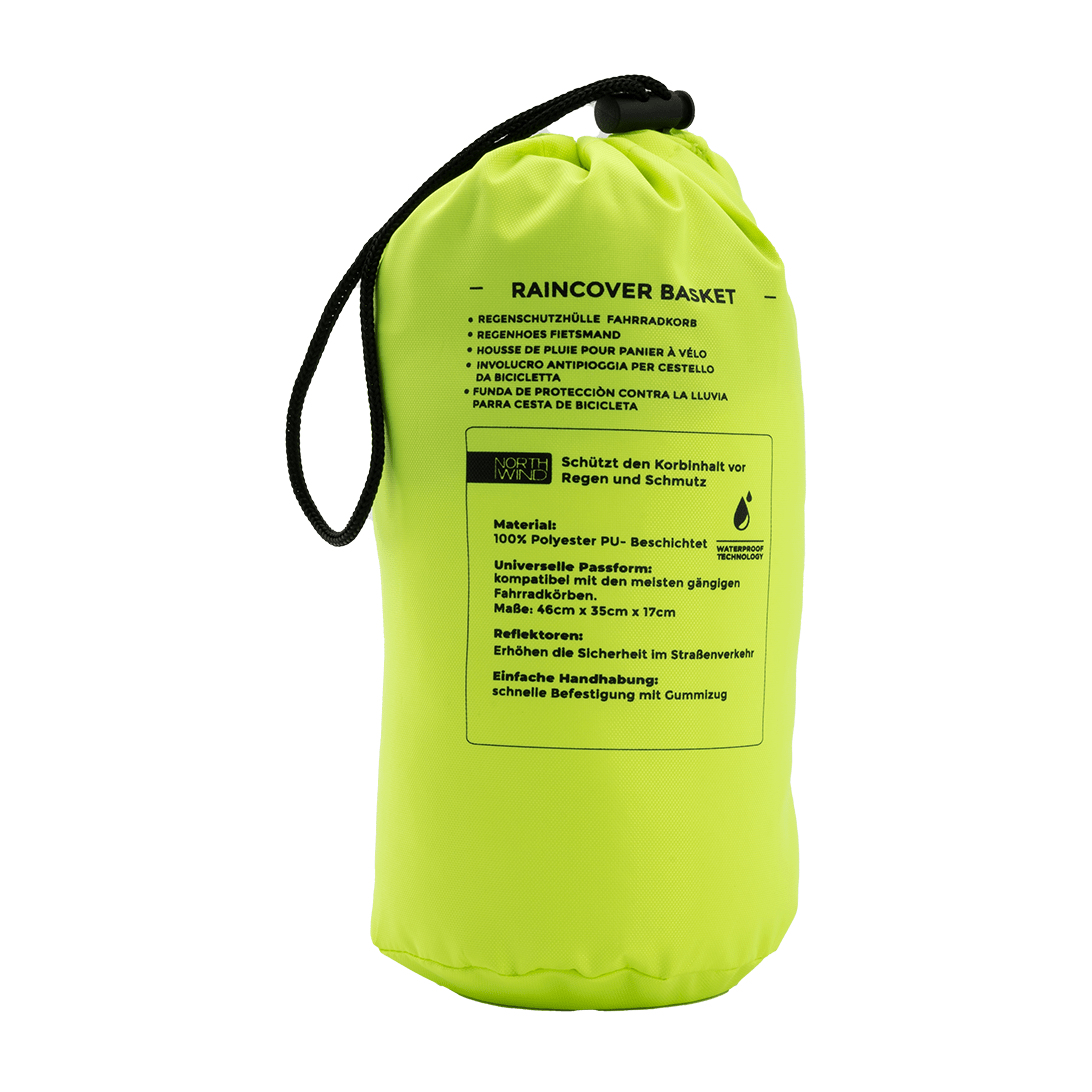 Northwind Raincover Basket Regenhaube für Fahrradkorb gelb