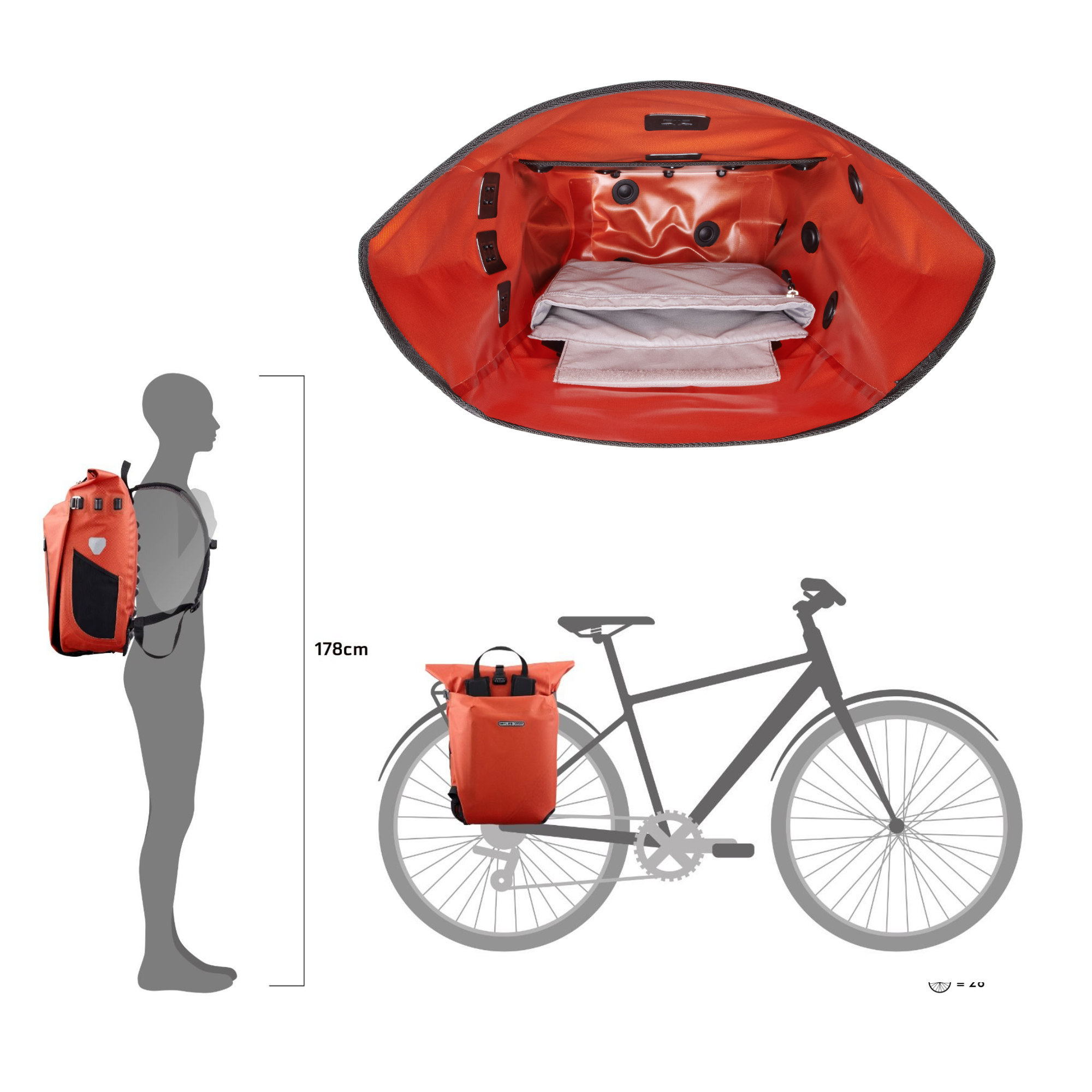 Ortlieb Vario Fahrrad-Packtasche/Rucksack rot