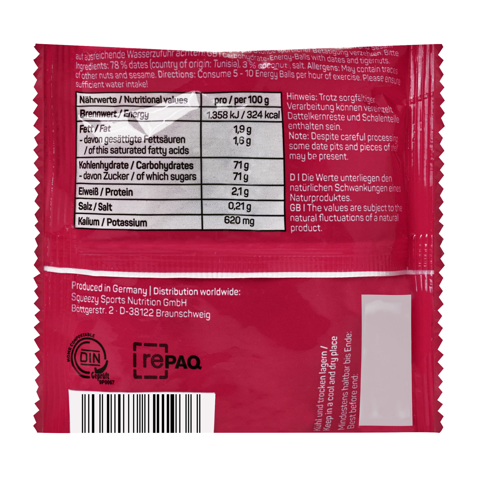 Squeezy Energy Balls Energiebällchen Box  10 x 50 g