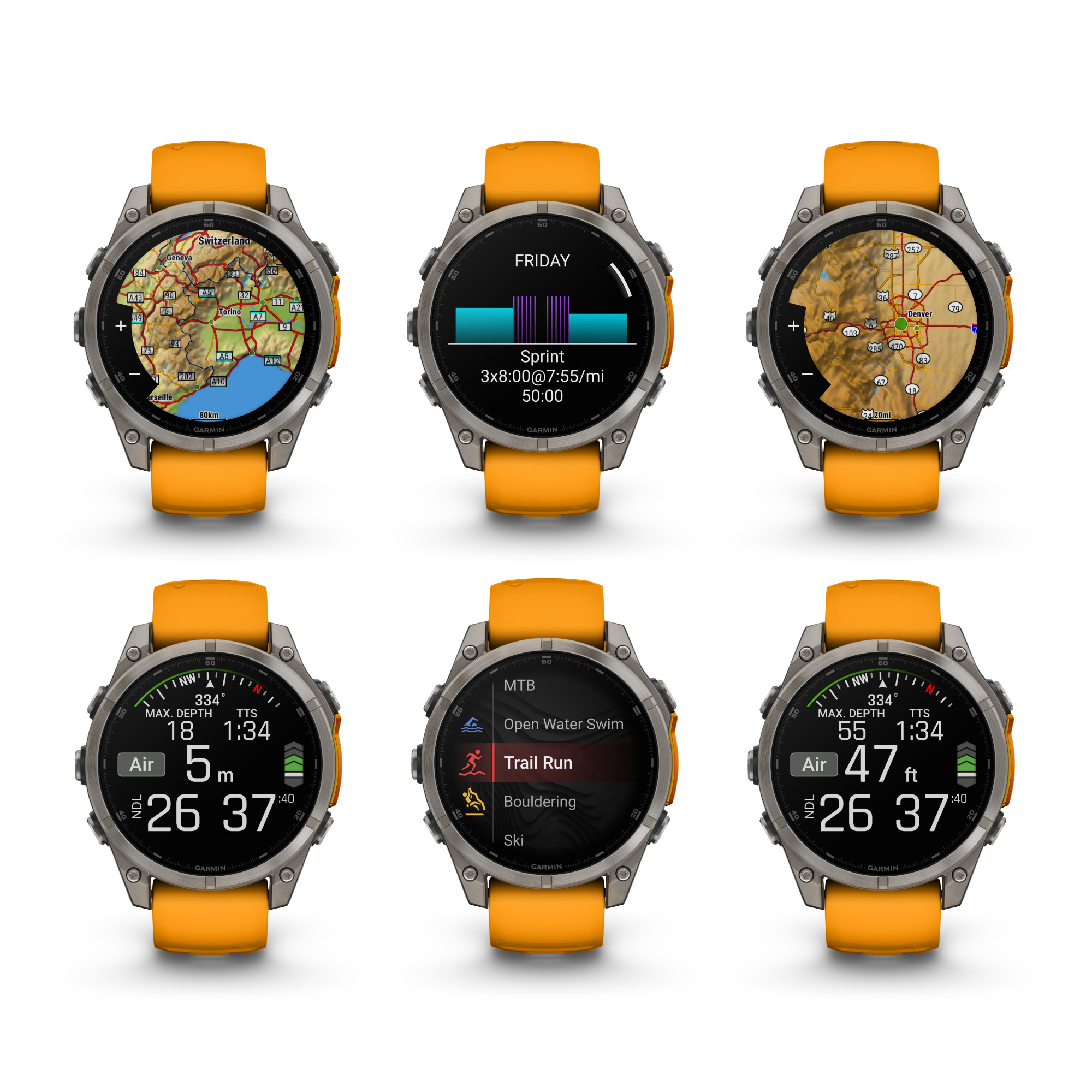 Garmin Fenix 8 AMOLED Smartwatch GPS orange-titan-graphit