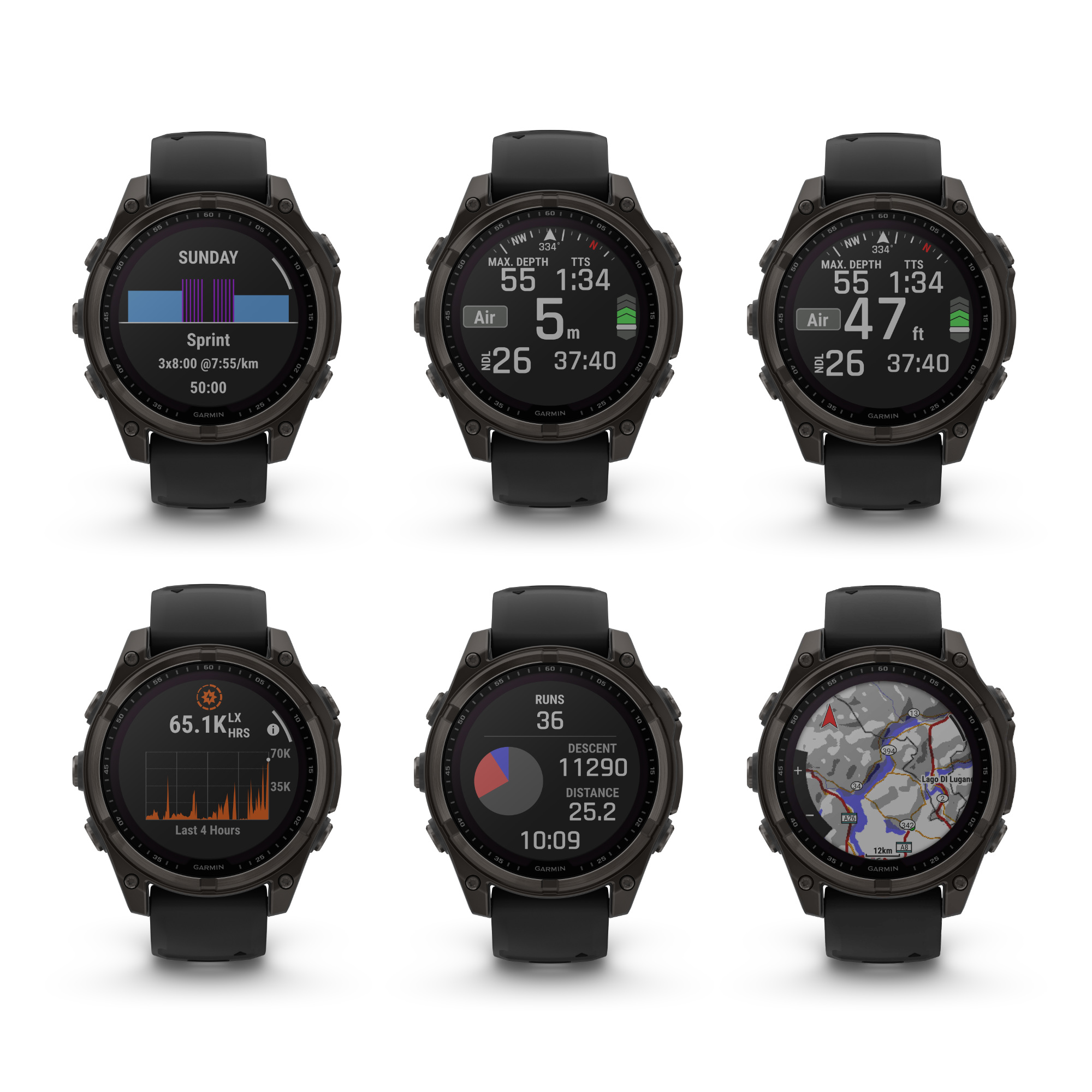 Garmin Fenix 8 Solar Smartwatch GPS graphit-titan-carbongrau - B-Ware