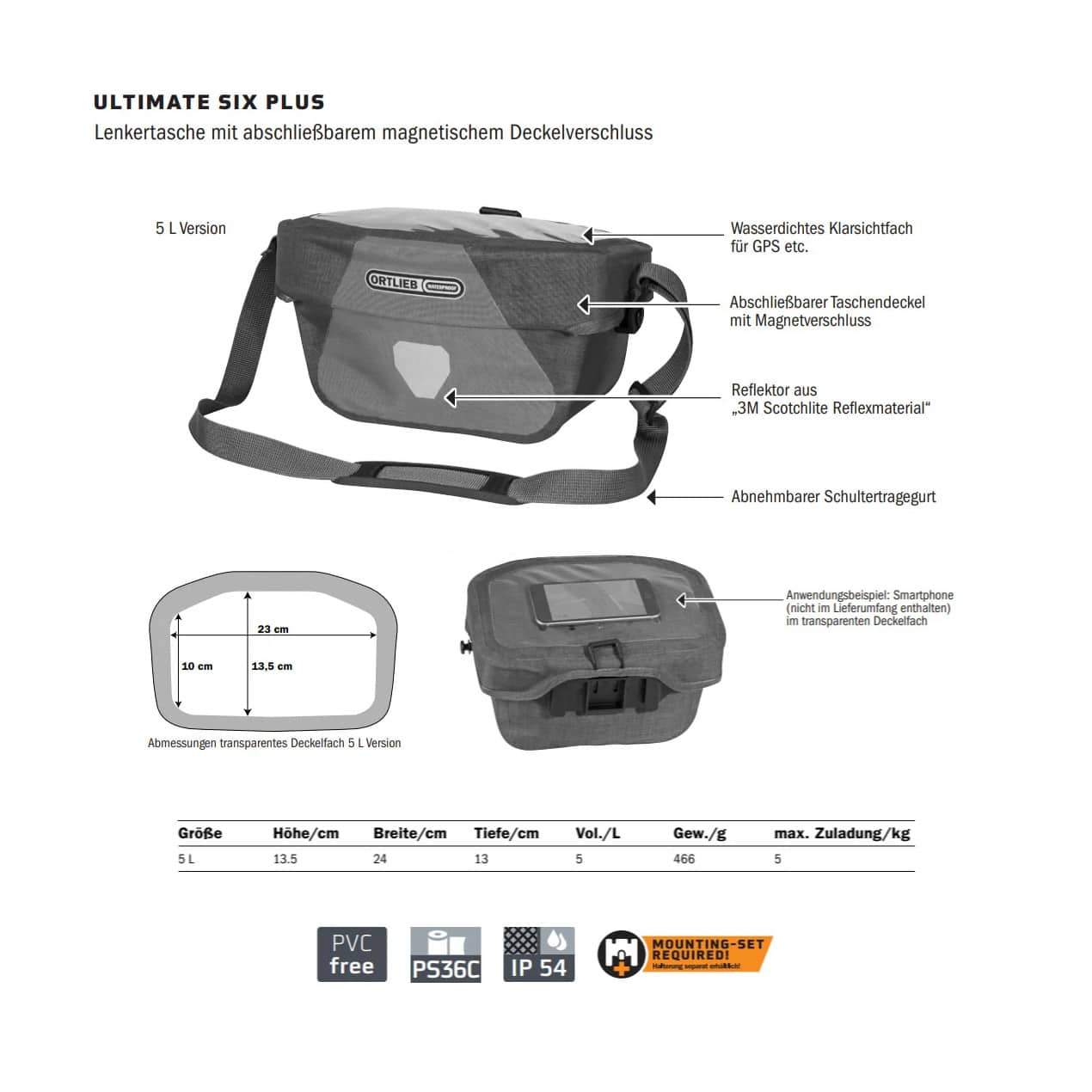 Ortlieb Ultimate Plus 5 l Lenkertasche grün