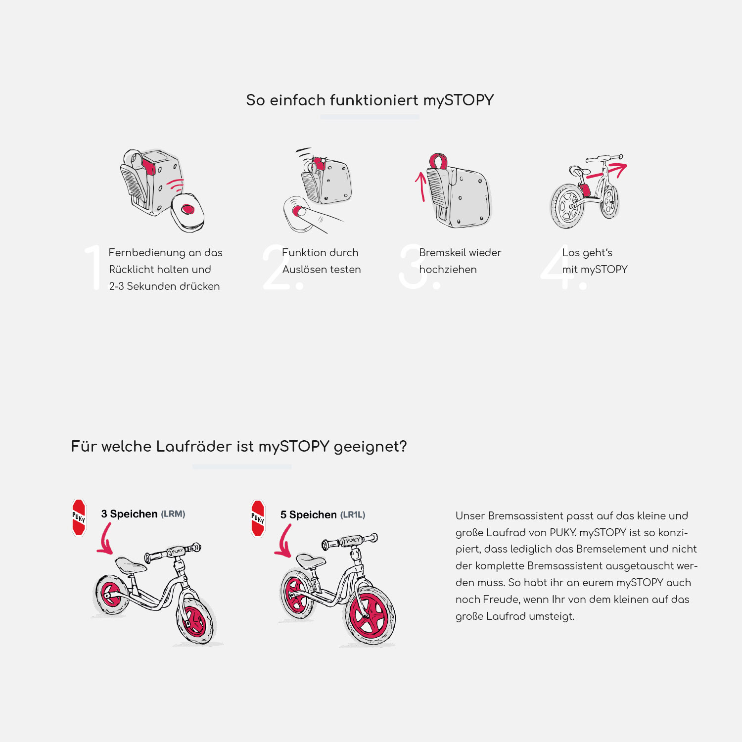 mySTOPY Laufrad-Notbremse für Puky LR 1L & LR 1L BR