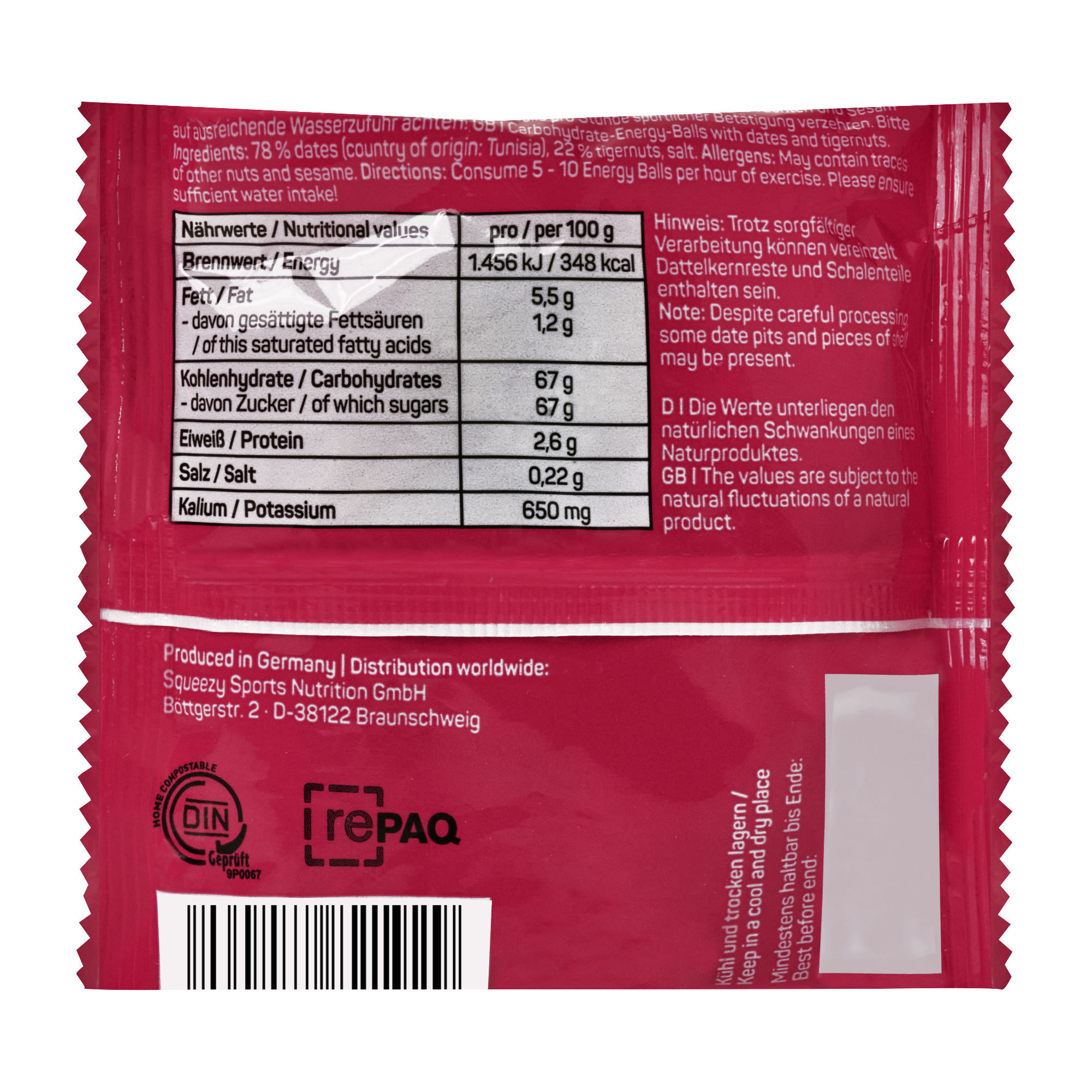 Squeezy Energy Balls Energiebällchen Box  10 x 50 g