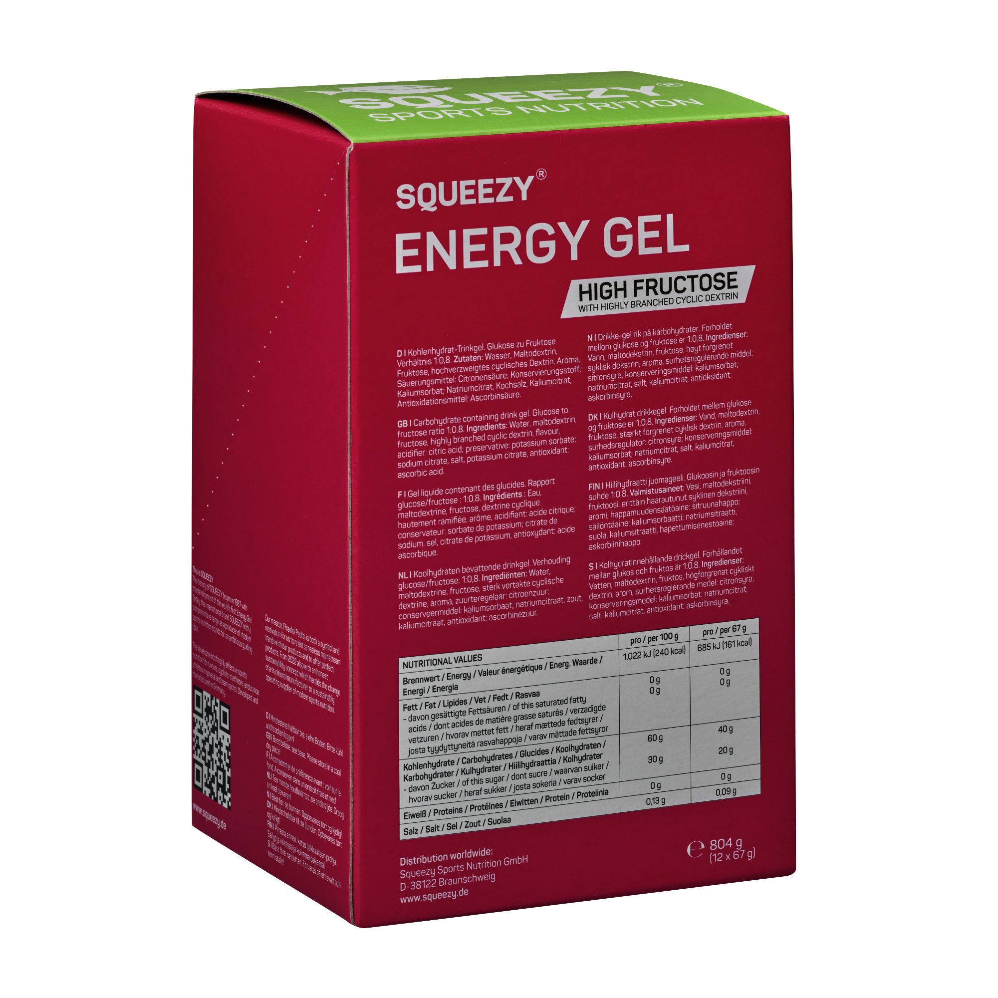 Squeezy Energy Gel High Fructose Box 12 x 67 g