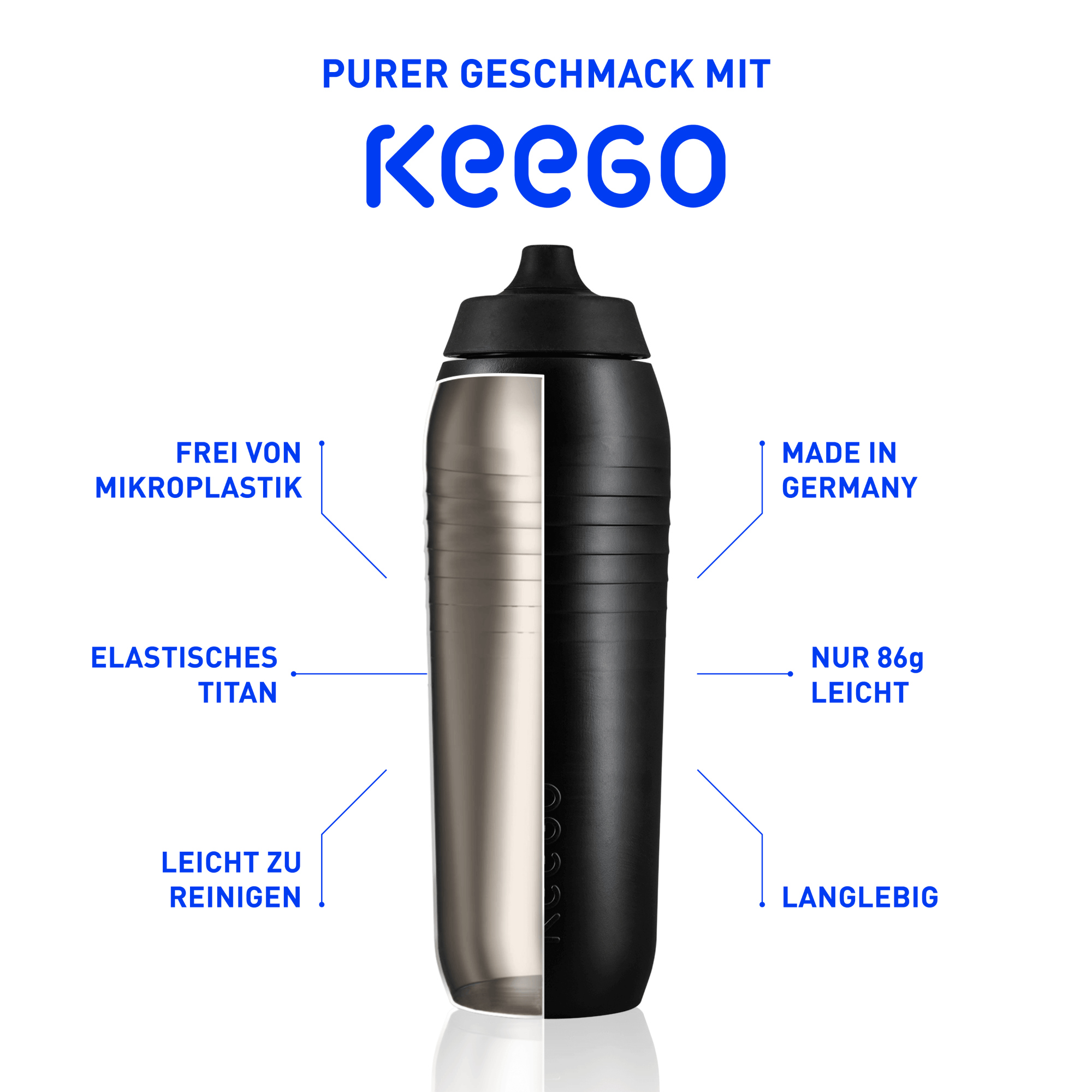 Keego Fahrrad Trinkflasche 750 ml weiß