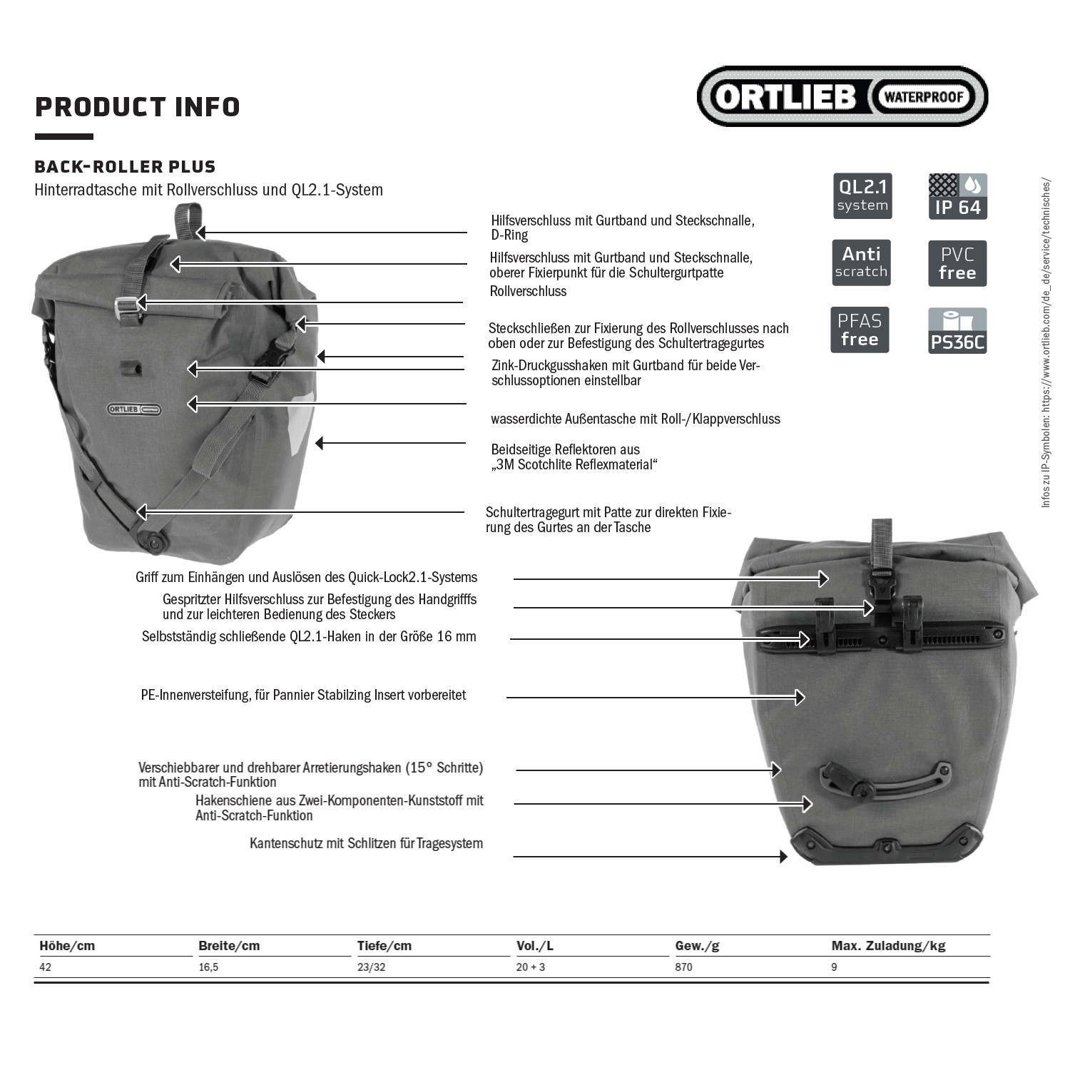 Ortlieb Back-Roller Plus Fahrrad-Packtasche (Schwarz)