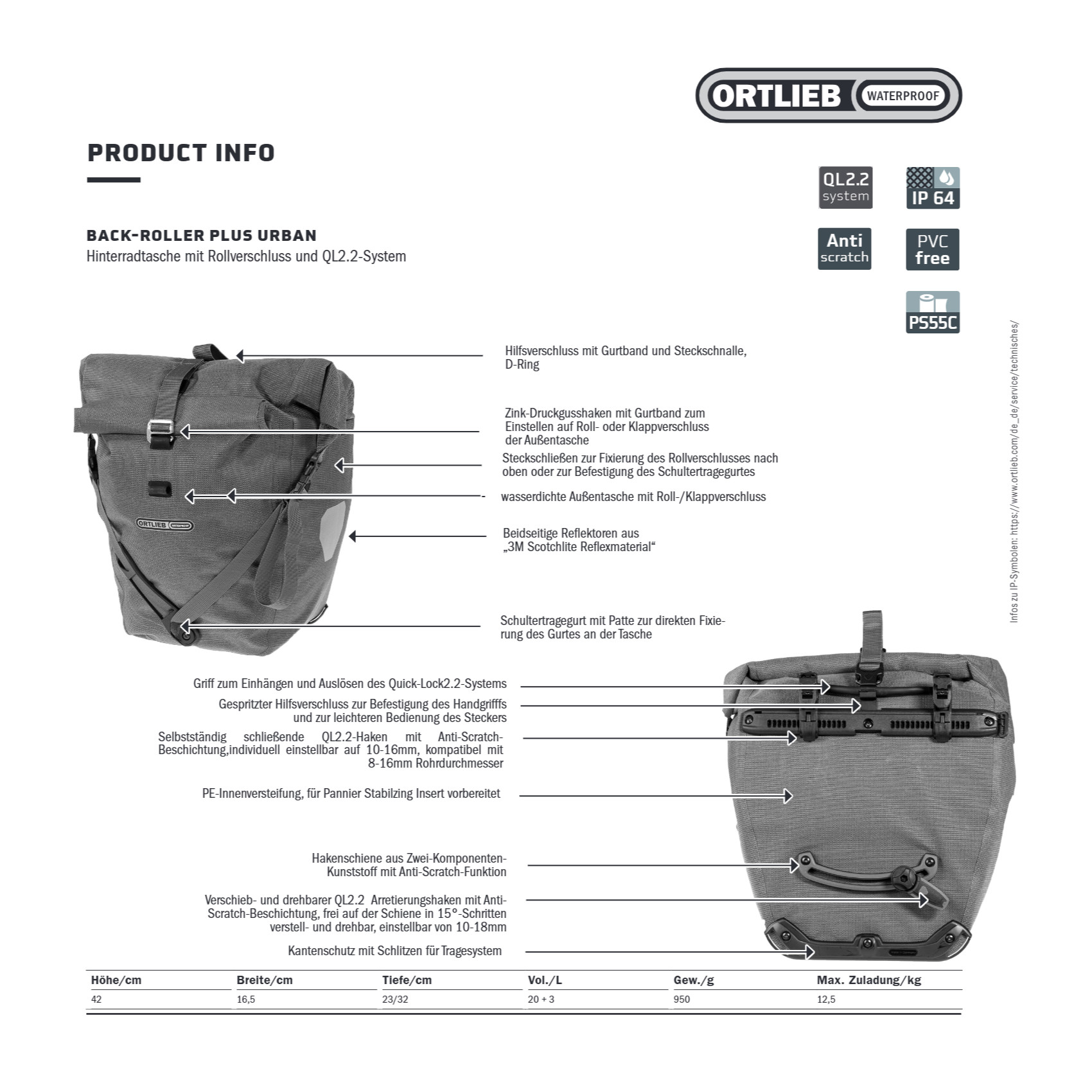 Ortlieb Back-Roller Plus Urban QL2.2 Fahrradtasche
