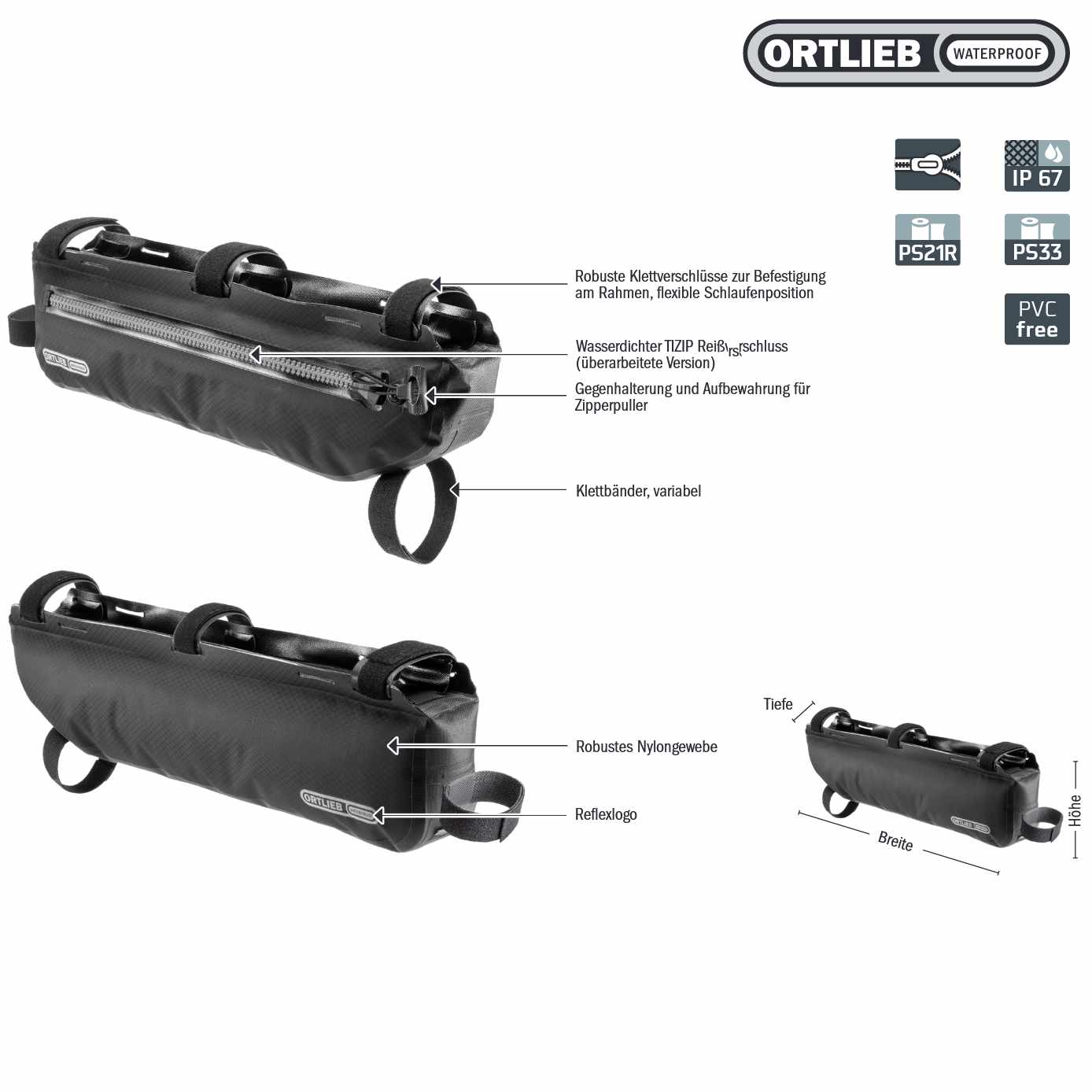 Ortlieb Frame-Pack Toptube Bikepacking-Rahmentasche (4 l)