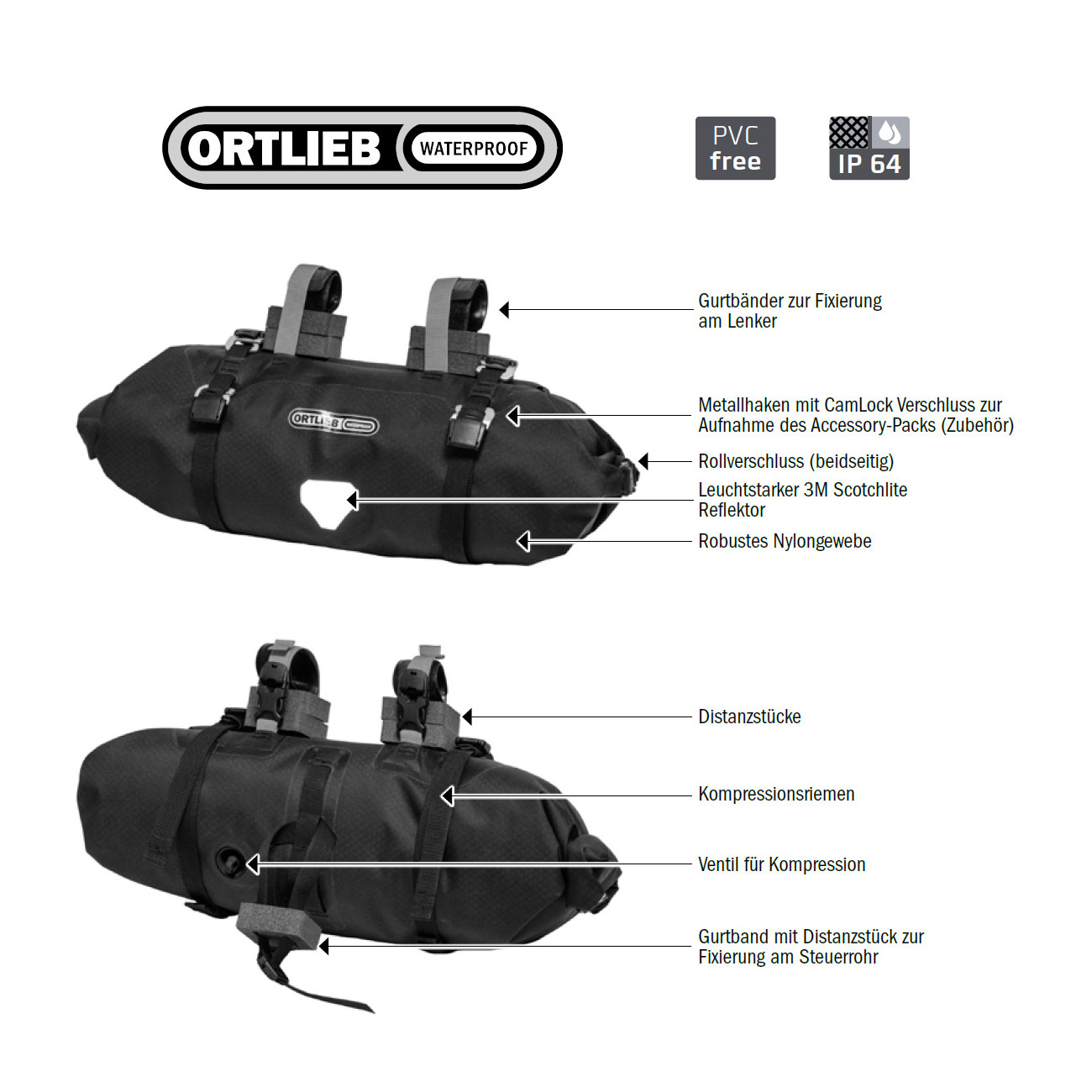 Ortlieb Handlebar-Pack 9 L Bikepacking-Lenkertasche braun