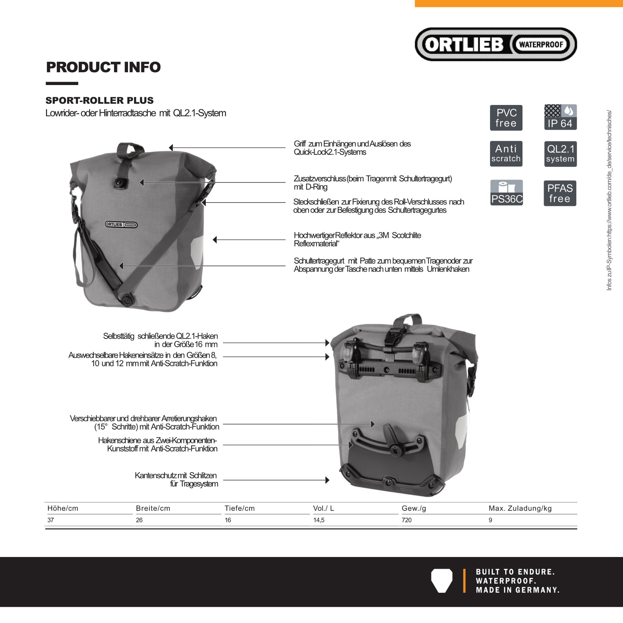 Ortlieb Sport-Roller Plus Fahrradtasche blau
