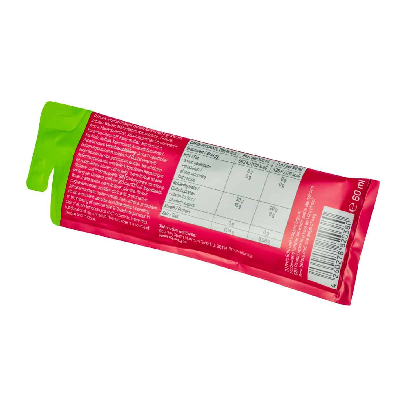Squeezy Liquid Energy Gel vegan Box (12 x 60 ml)