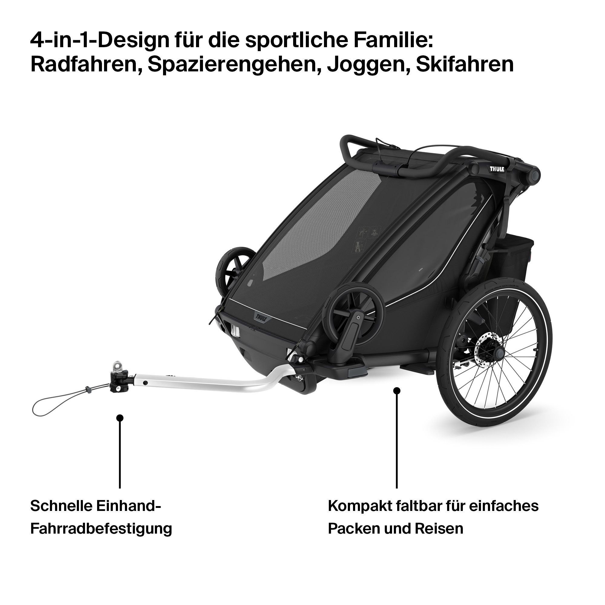 Thule Chariot Sport 2 Double Fahrradanhänger Kinder schwarz